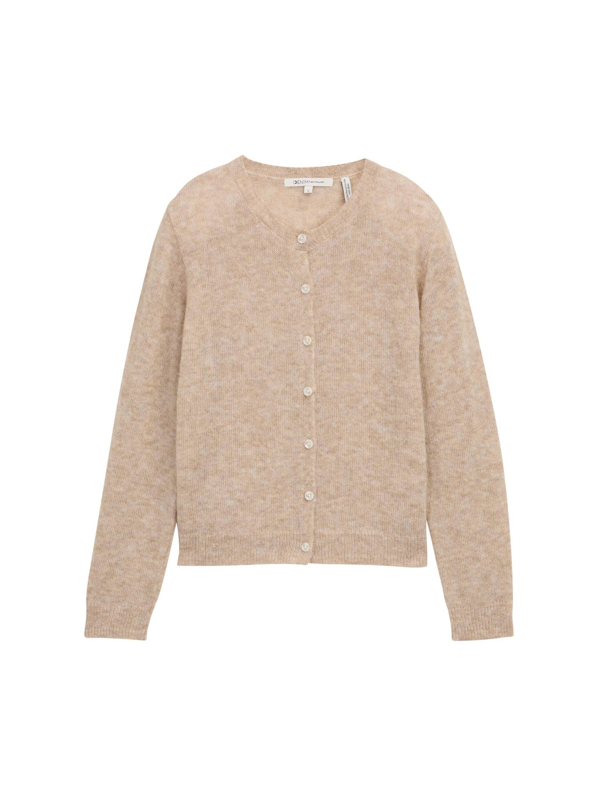 Denim Tom Tailor - Cardigan mit Rundhalsausschnitt intense beige melange - Gr. - XS von Denim Tom Tailor