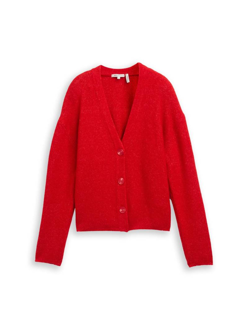 Denim Tom Tailor - Cardigan mit V-Ausschnitt brilliant red - Gr. - M von Denim Tom Tailor