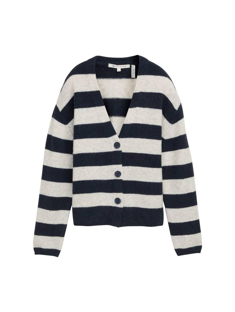 Denim Tom Tailor - Cardigan mit V-Ausschnitt navy off white stripe - Gr. - XXL von Denim Tom Tailor