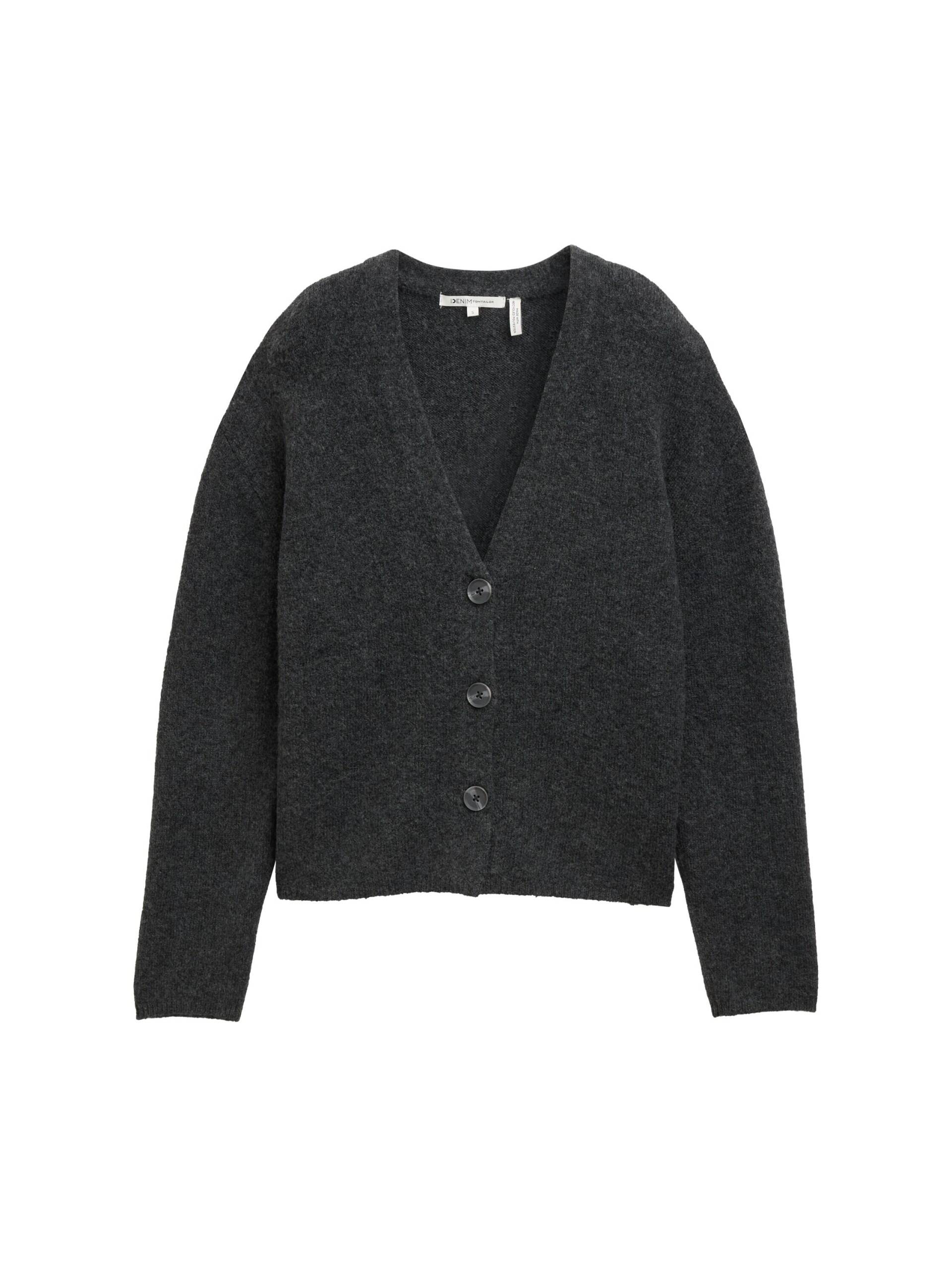 Denim Tom Tailor - Cardigan mit V-Ausschnitt shale grey melange - Gr. - S von Denim Tom Tailor