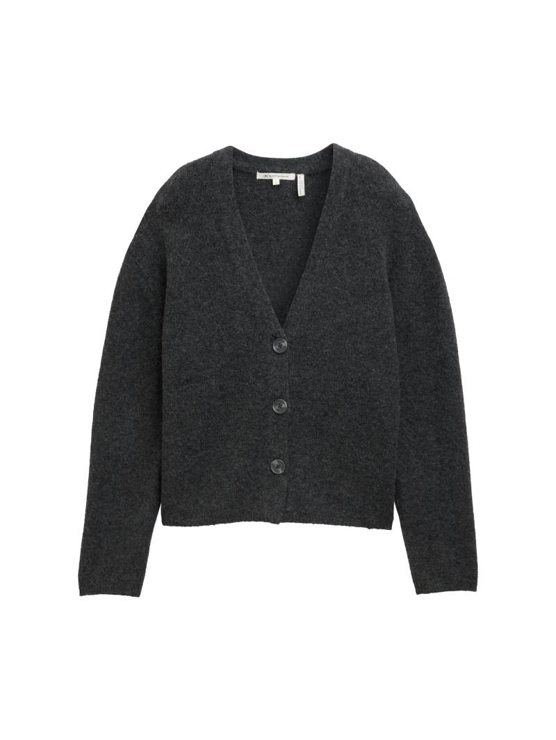 Denim Tom Tailor - Cardigan mit V-Ausschnitt shale grey melange - Gr. - S von Denim Tom Tailor