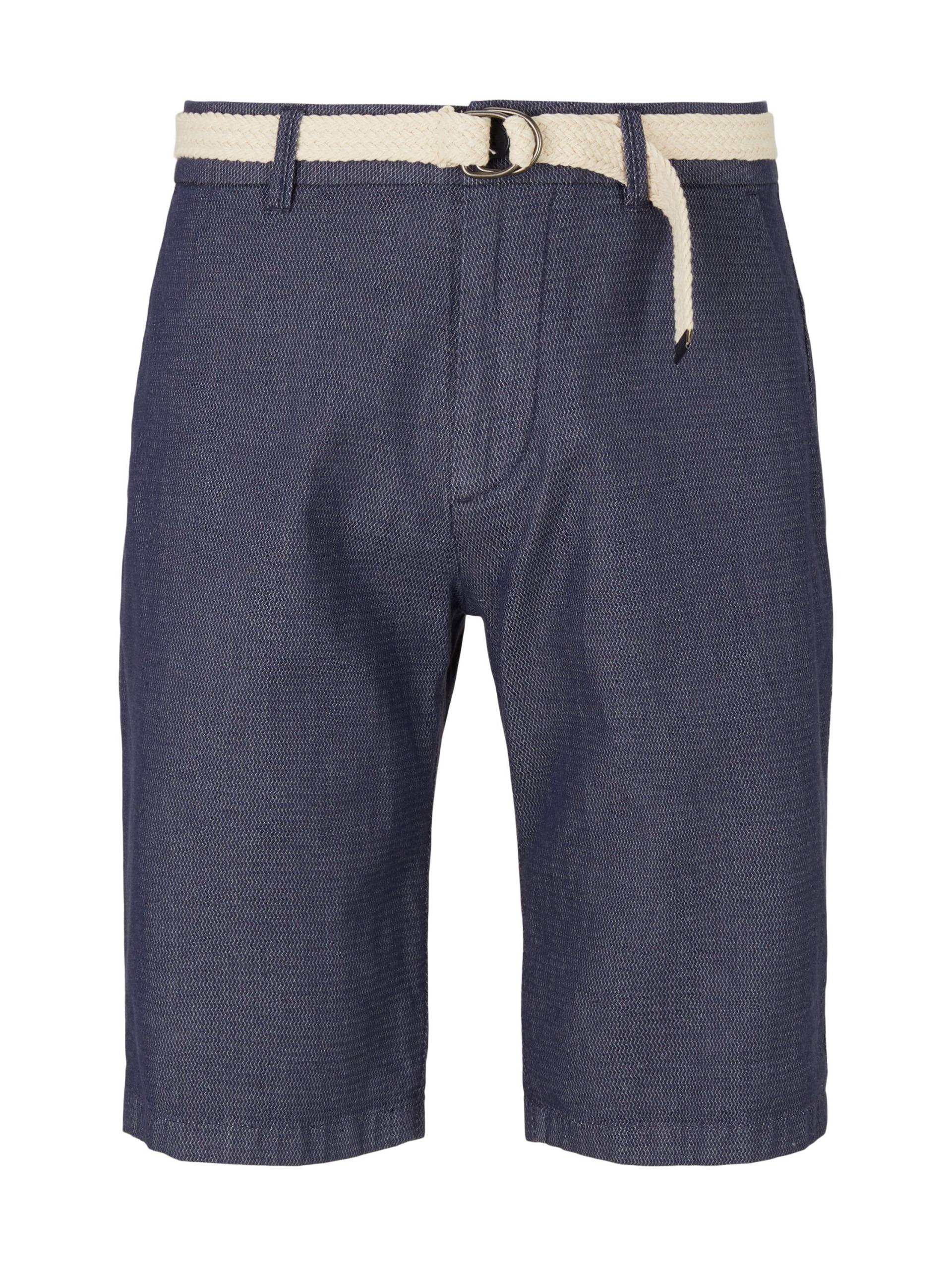 Denim Tom Tailor - Chino Shorts mit Gürtel blue dobby - Gr. - XS von Denim Tom Tailor