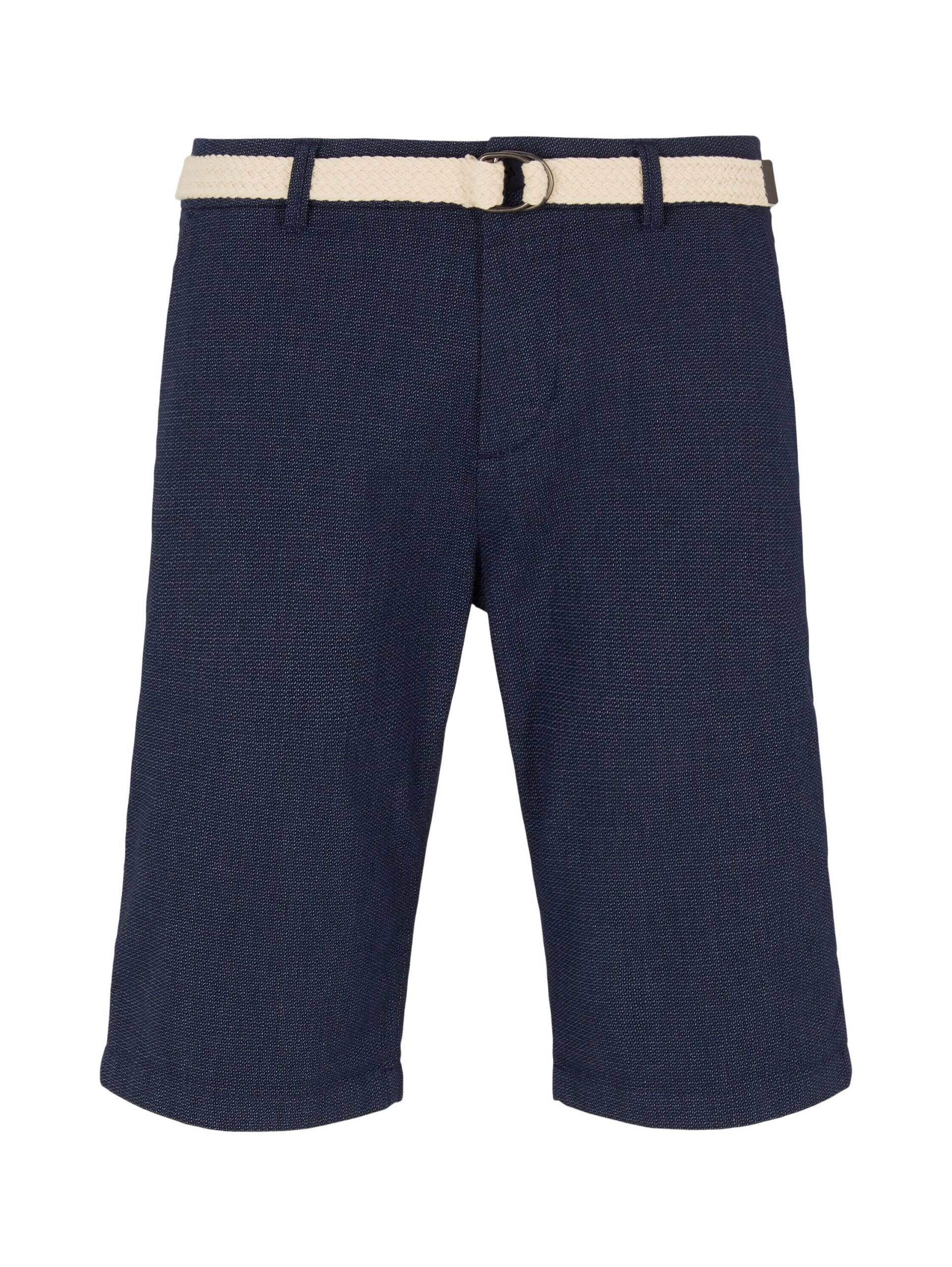 Denim Tom Tailor - Chino Shorts mit Gürtel blue white dobby - Gr. - XS von Denim Tom Tailor