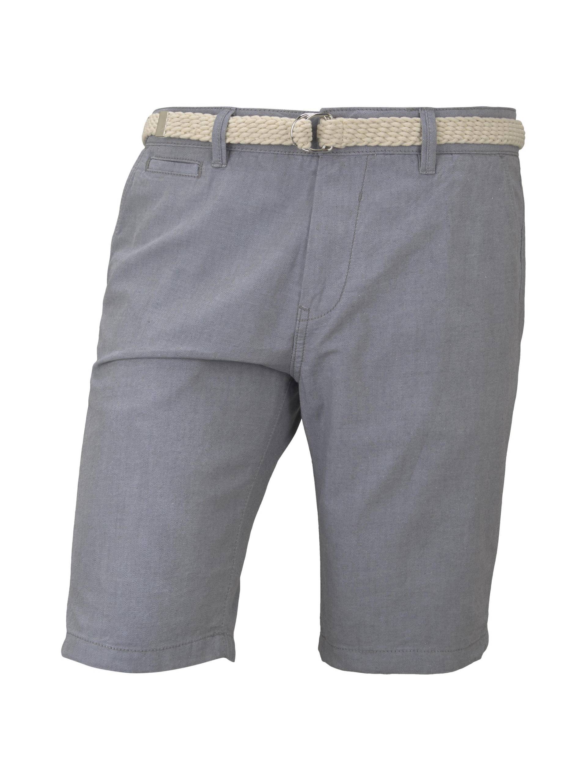 Denim Tom Tailor - Chino Shorts mit Gürtel medium grey yarn dye stripe - Gr. - XS von Denim Tom Tailor