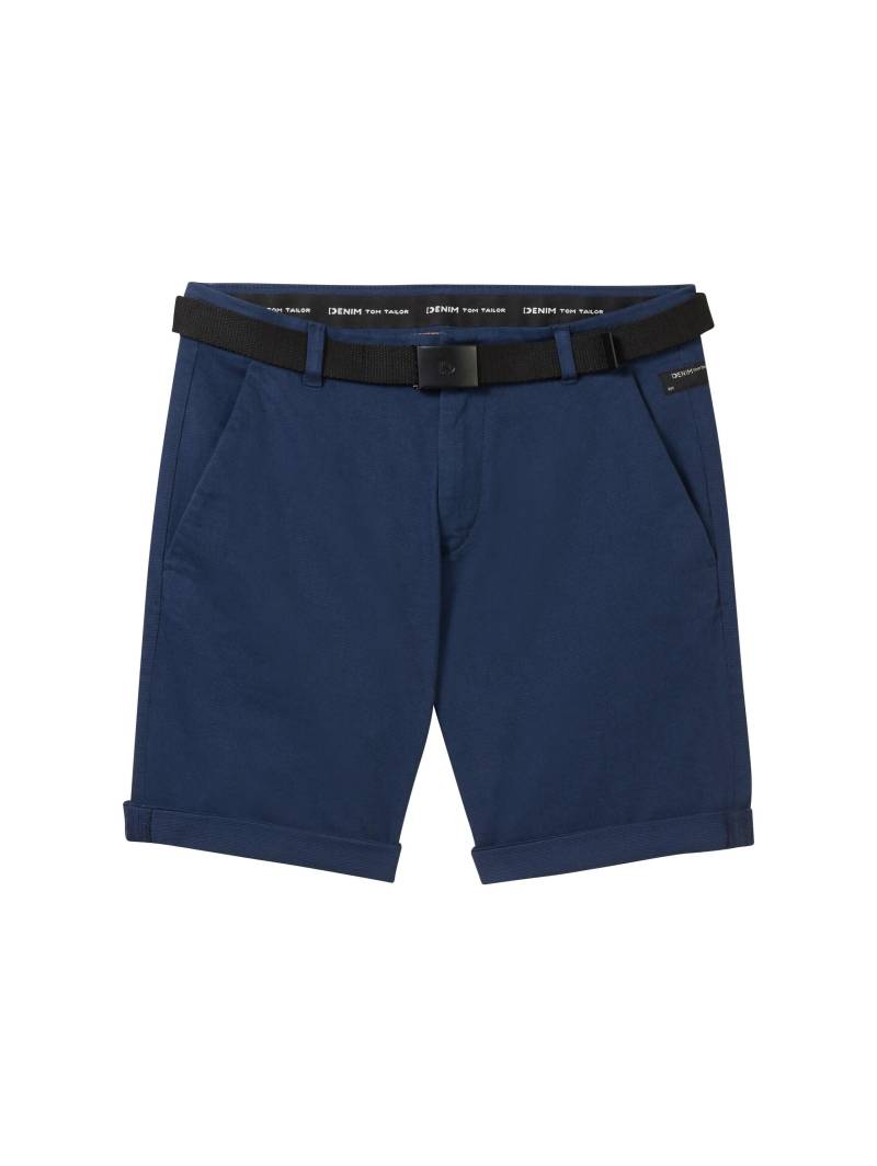 Denim Tom Tailor - Chinoshorts mit Gürtel navy mini houndstooth - Gr. - XS von Denim Tom Tailor