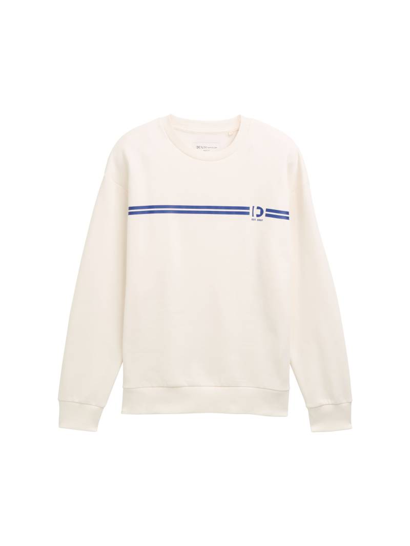 Denim Tom Tailor - Crewneck Sweatshirt mit Print gardenia white - Gr. - S von Denim Tom Tailor