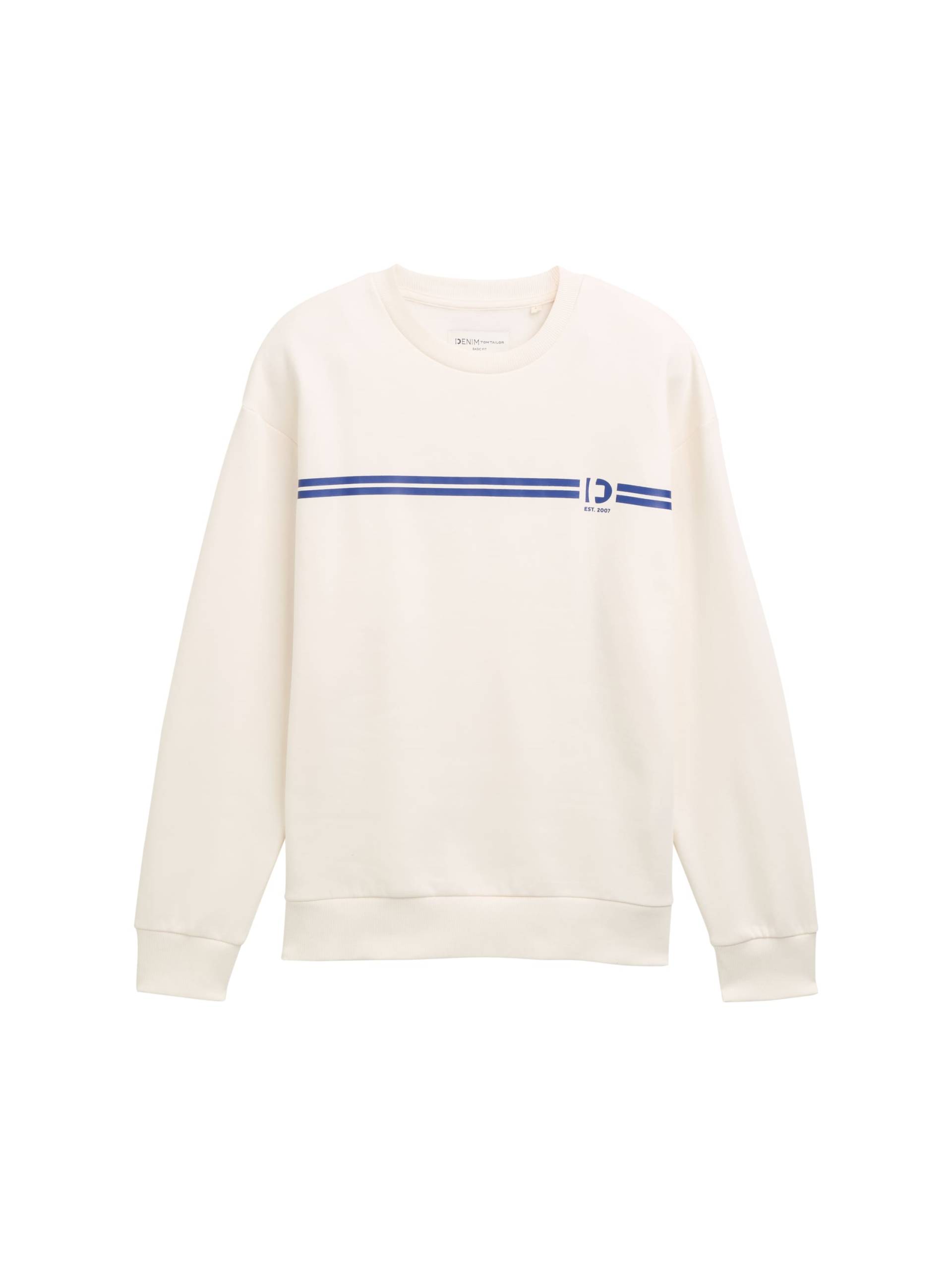 Denim Tom Tailor - Crewneck Sweatshirt mit Print gardenia white - Gr. - XXL von Denim Tom Tailor