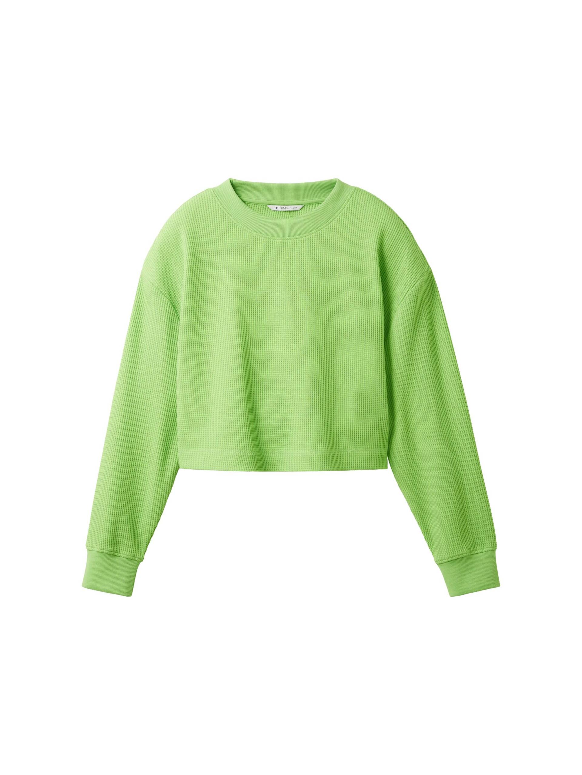 Denim Tom Tailor - Cropped Sweatshirt liquid lime green - Gr. - L von Denim Tom Tailor