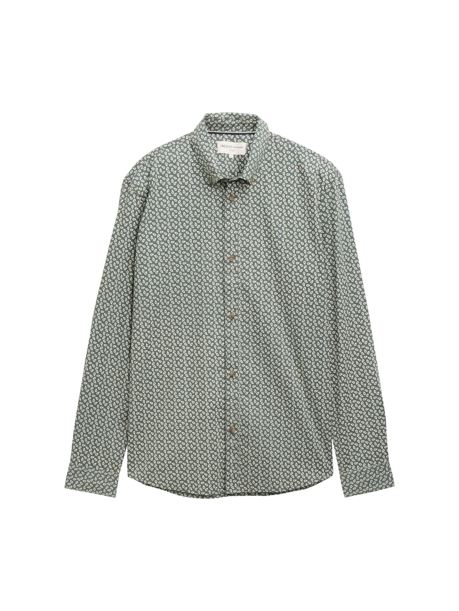 Denim Tom Tailor - Fitted Hemd mit Muster green white mini paisley print - Gr. - XXL von Denim Tom Tailor
