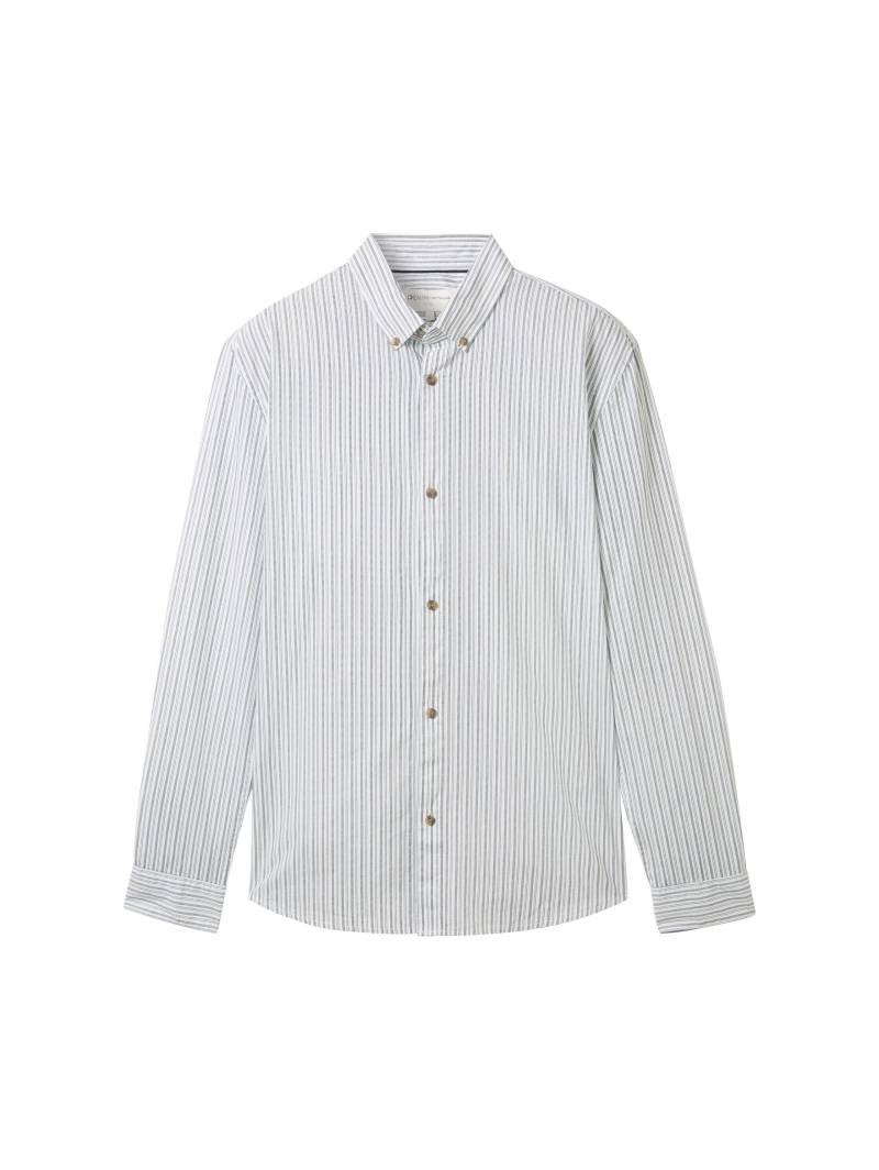 Denim Tom Tailor - Fitted Hemd mit Muster white navy striped design - Gr. - M von Denim Tom Tailor