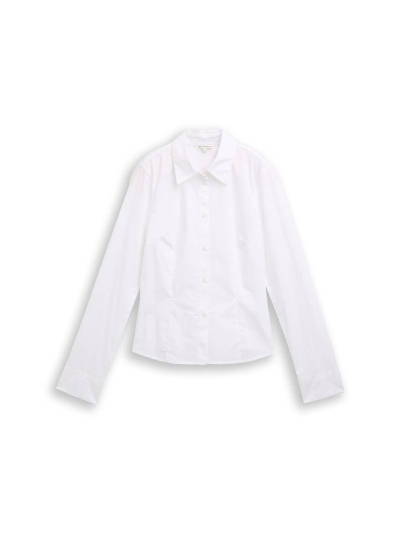 Denim Tom Tailor - Fitted Hemdbluse aus Baumwolle white - Gr. - L von Denim Tom Tailor