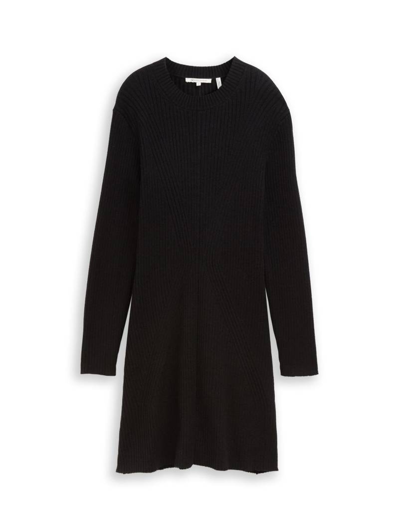 Denim Tom Tailor - Fitted Mini-Kleid aus Rippstrick deep black - Gr. - M von Denim Tom Tailor