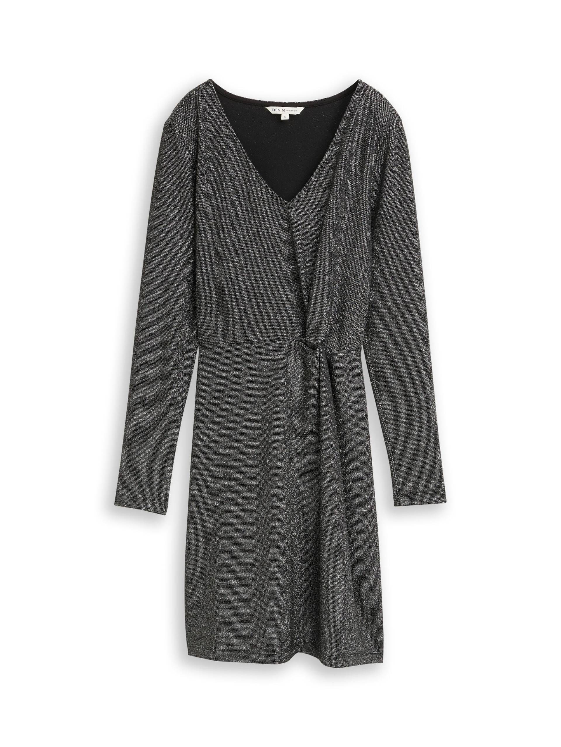 Denim Tom Tailor - Fitted Mini-Kleid mit Glitzer-Effekt black glitter - Gr. - L von Denim Tom Tailor