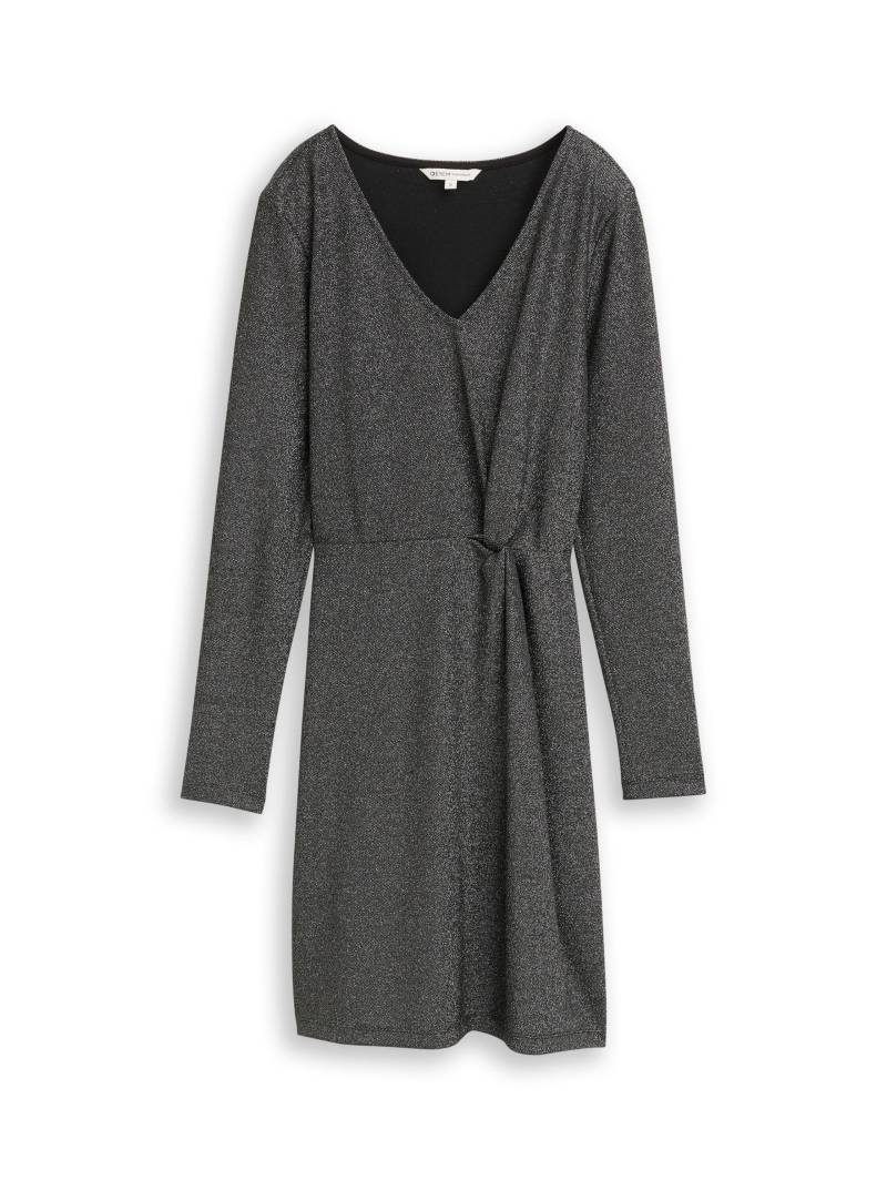 Denim Tom Tailor - Fitted Mini-Kleid mit Glitzer-Effekt black glitter - Gr. - XS von Denim Tom Tailor