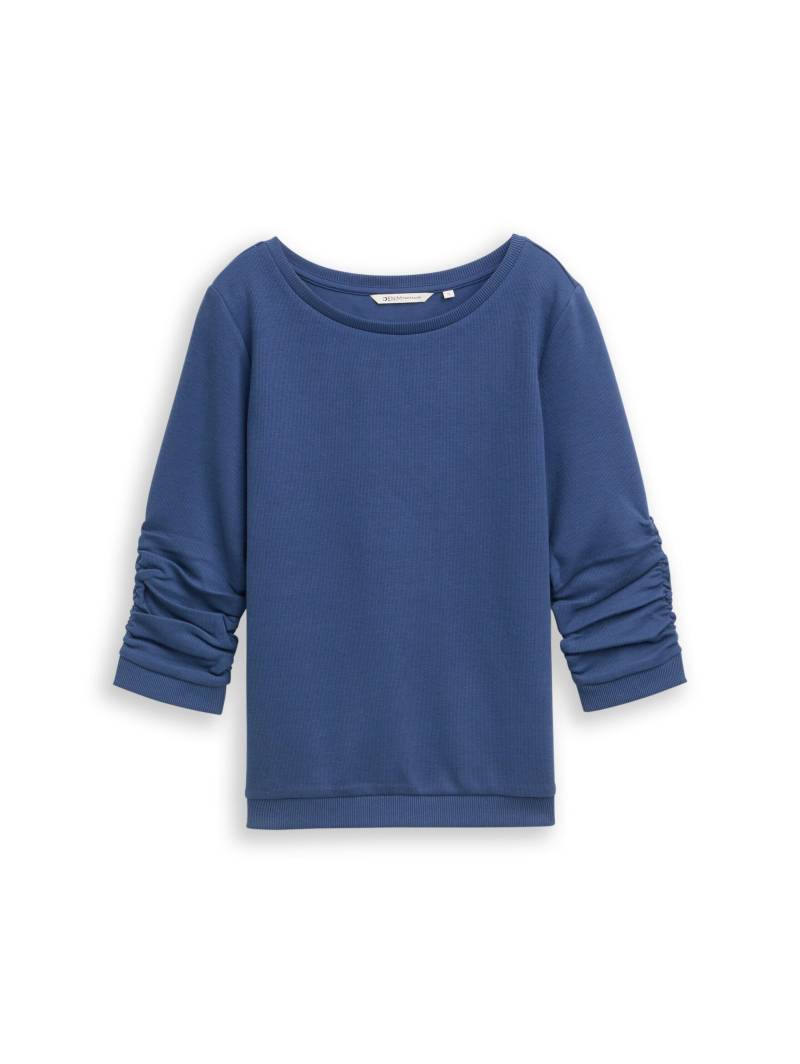 Denim Tom Tailor - Fitted Sweatshirt mit Raffungen dark duck blue - Gr. - L von Denim Tom Tailor