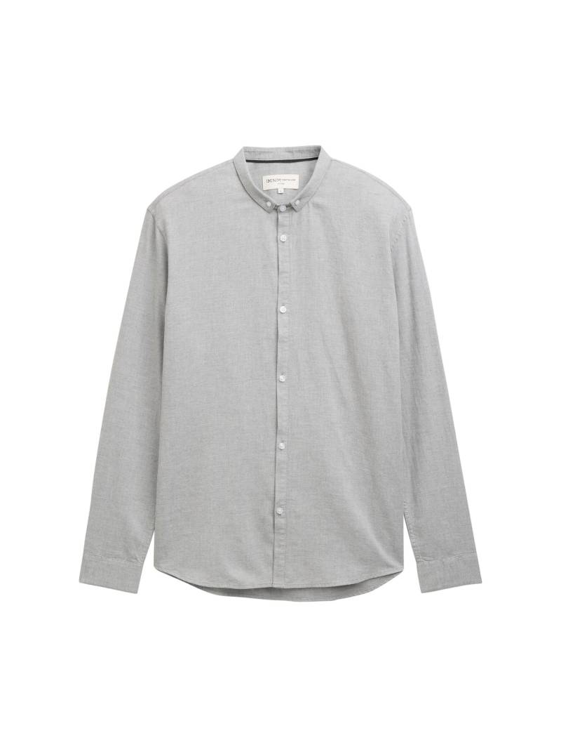 Denim Tom Tailor - Fitted Twill Hemd greyish grey melange - Gr. - L von Denim Tom Tailor