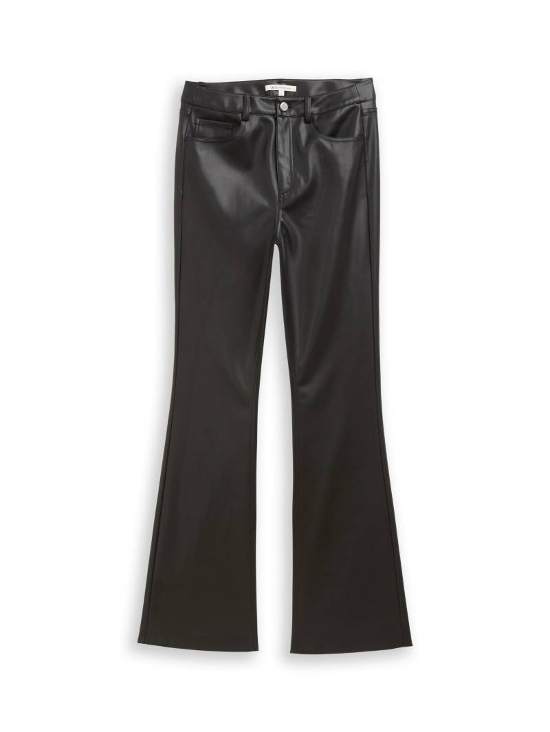 Denim Tom Tailor - Flared Hose in Lederoptik deep black - Gr. - XL von Denim Tom Tailor
