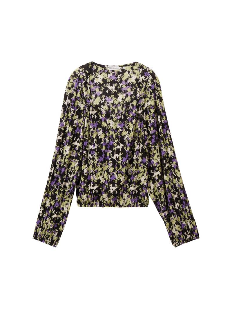 Denim Tom Tailor - Gemustertes Blusenshirt lilac green flower print - Gr. - L von Denim Tom Tailor