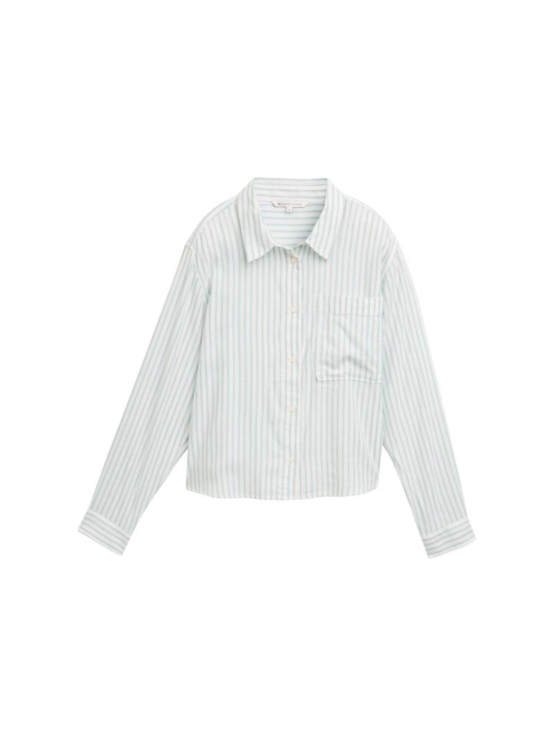 Denim Tom Tailor - Gestreifte Hemdbluse offwhite green vertical stripe - Gr. - XL von Denim Tom Tailor