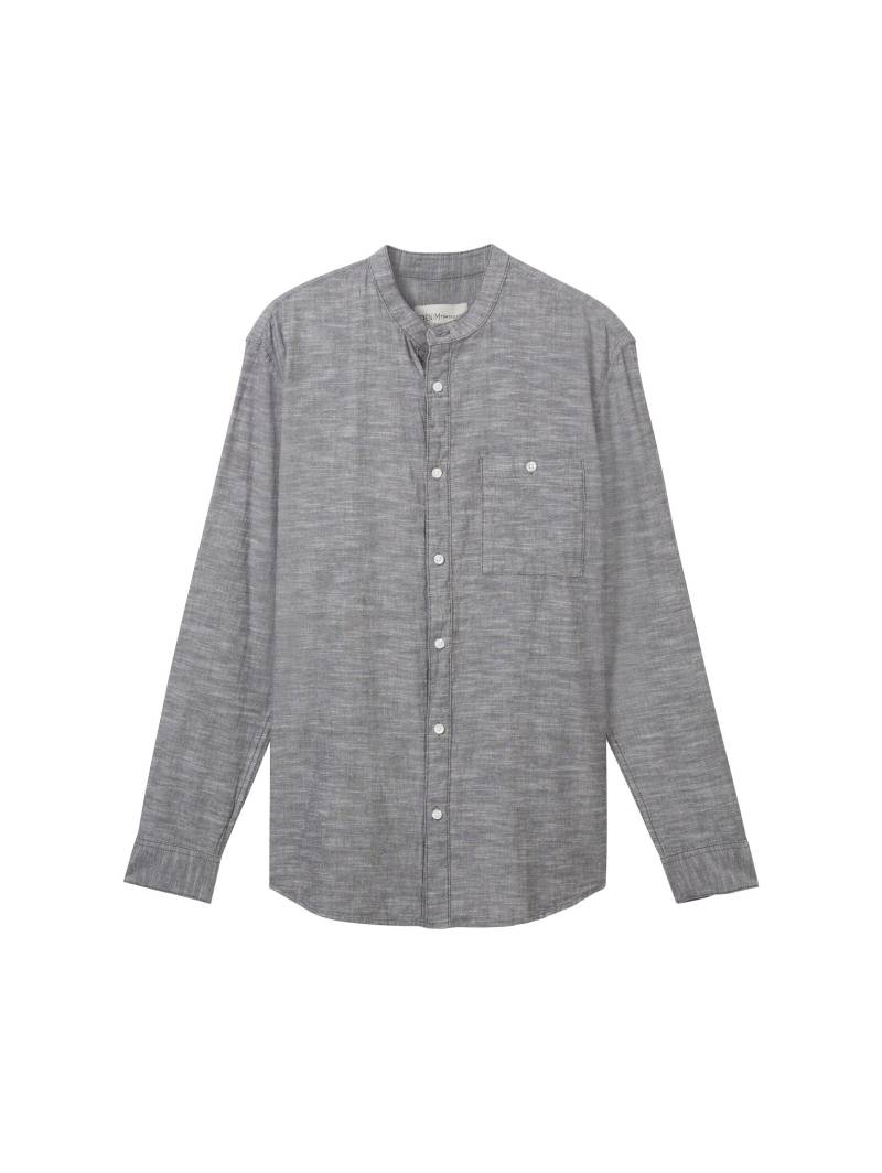 Denim Tom Tailor - Hemd mit Brusttasche coal grey white chambray - Gr. - M von Denim Tom Tailor