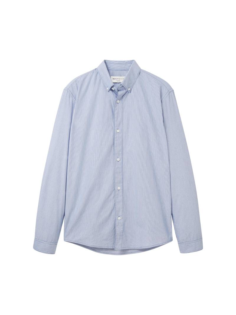 Denim Tom Tailor - Hemd mit Print shiny royal blue thin stripe - Gr. - M von Denim Tom Tailor