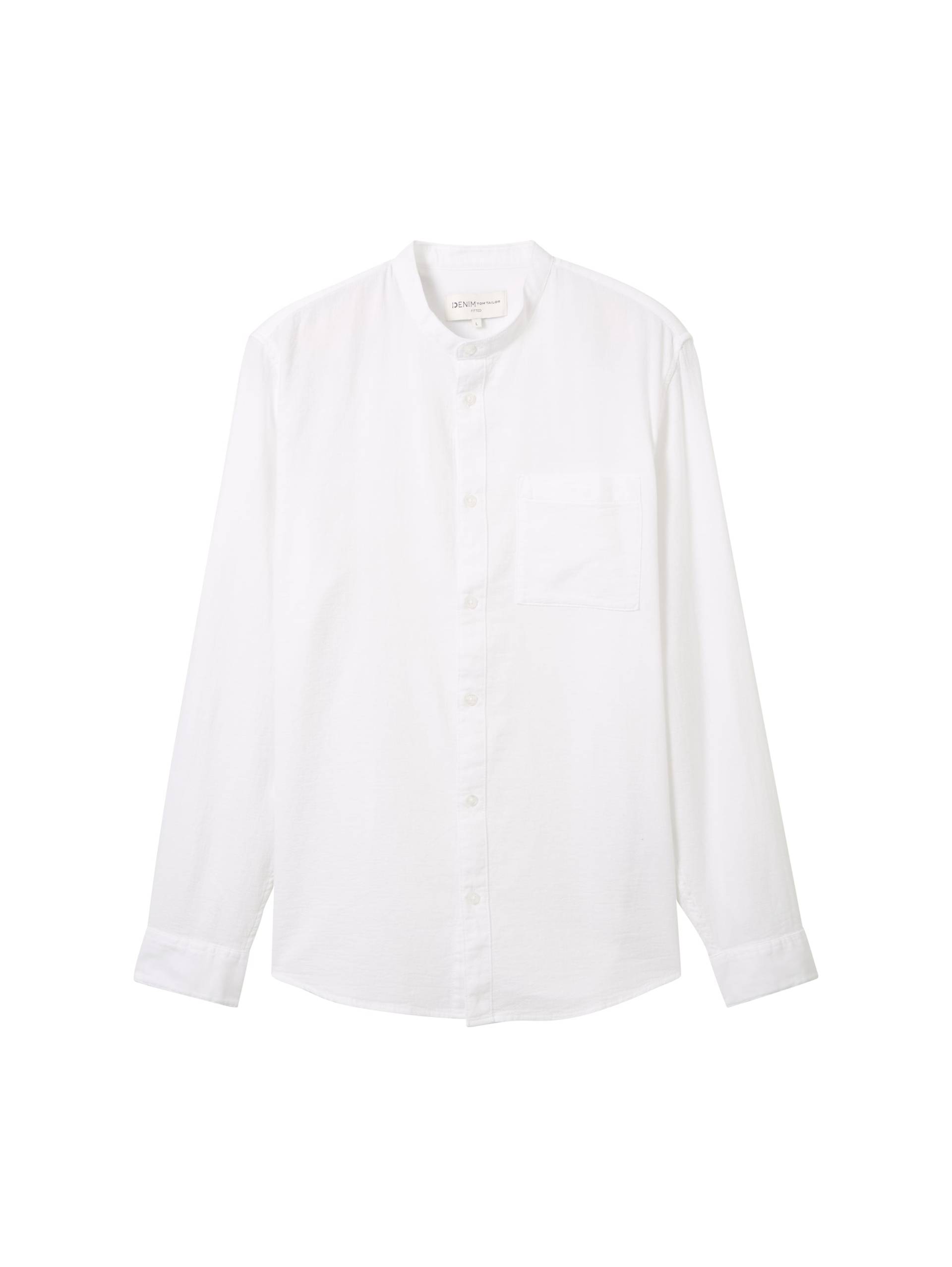 Denim Tom Tailor - Hemd mit Stehkragen und Turn-Up-Option white - Gr. - XXL von Denim Tom Tailor