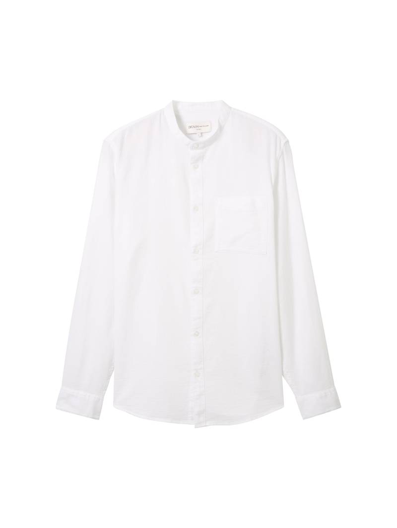 Denim Tom Tailor - Hemd mit Stehkragen und Turn-Up-Option white - Gr. - XXL von Denim Tom Tailor