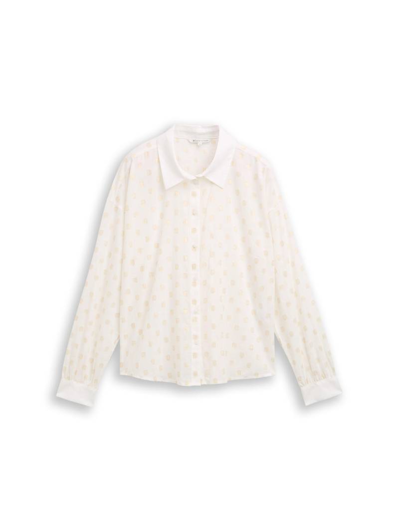 Denim Tom Tailor - Hemdbluse mit Glitzer-Punktemuster - Gr. - L von Denim Tom Tailor