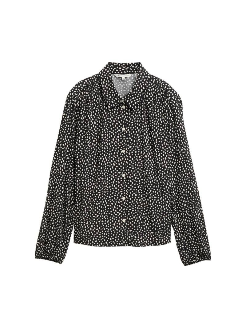 Denim Tom Tailor - Hemdbluse mit Muster black white dotted print - Gr. - XS von Denim Tom Tailor