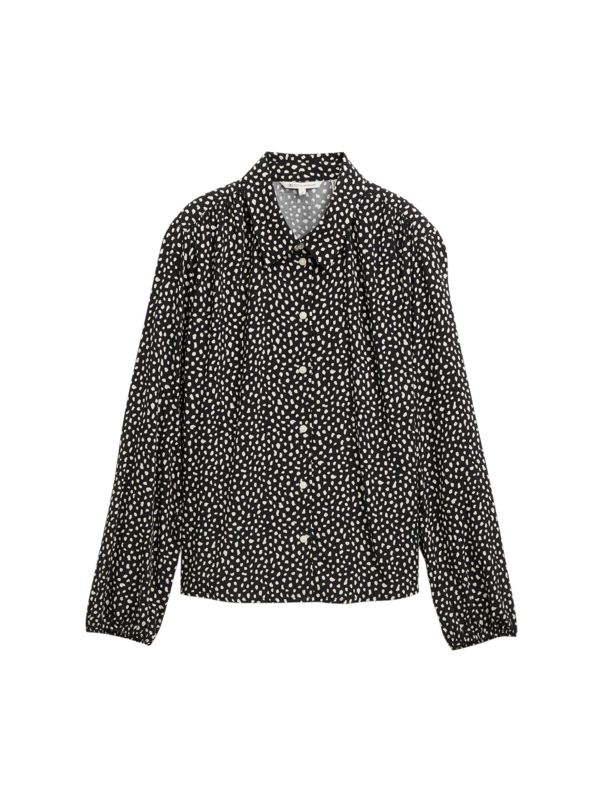 Denim Tom Tailor - Hemdbluse mit Muster black white dotted print - Gr. - XS von Denim Tom Tailor