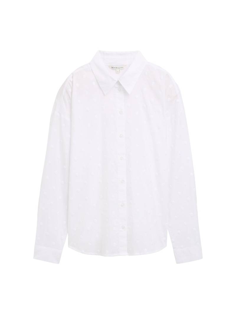 Denim Tom Tailor - Hemdbluse mit gepunkteter Struktur white - Gr. - S von Denim Tom Tailor