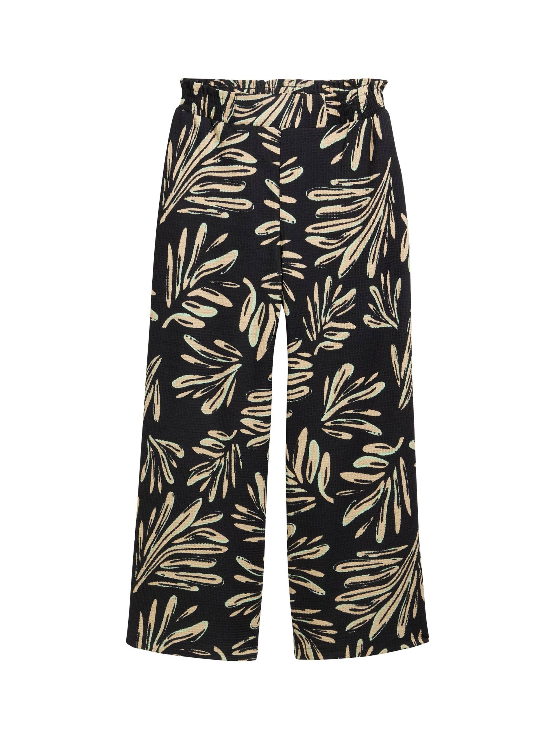 Denim Tom Tailor - High Waist Culotte Hose abstract black beige print - Gr. - L von Denim Tom Tailor