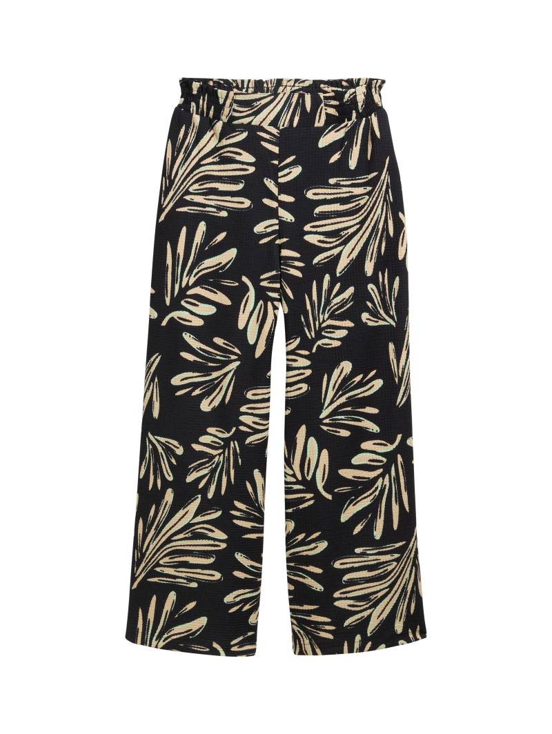 Denim Tom Tailor - High Waist Culotte Hose abstract black beige print - Gr. - L von Denim Tom Tailor