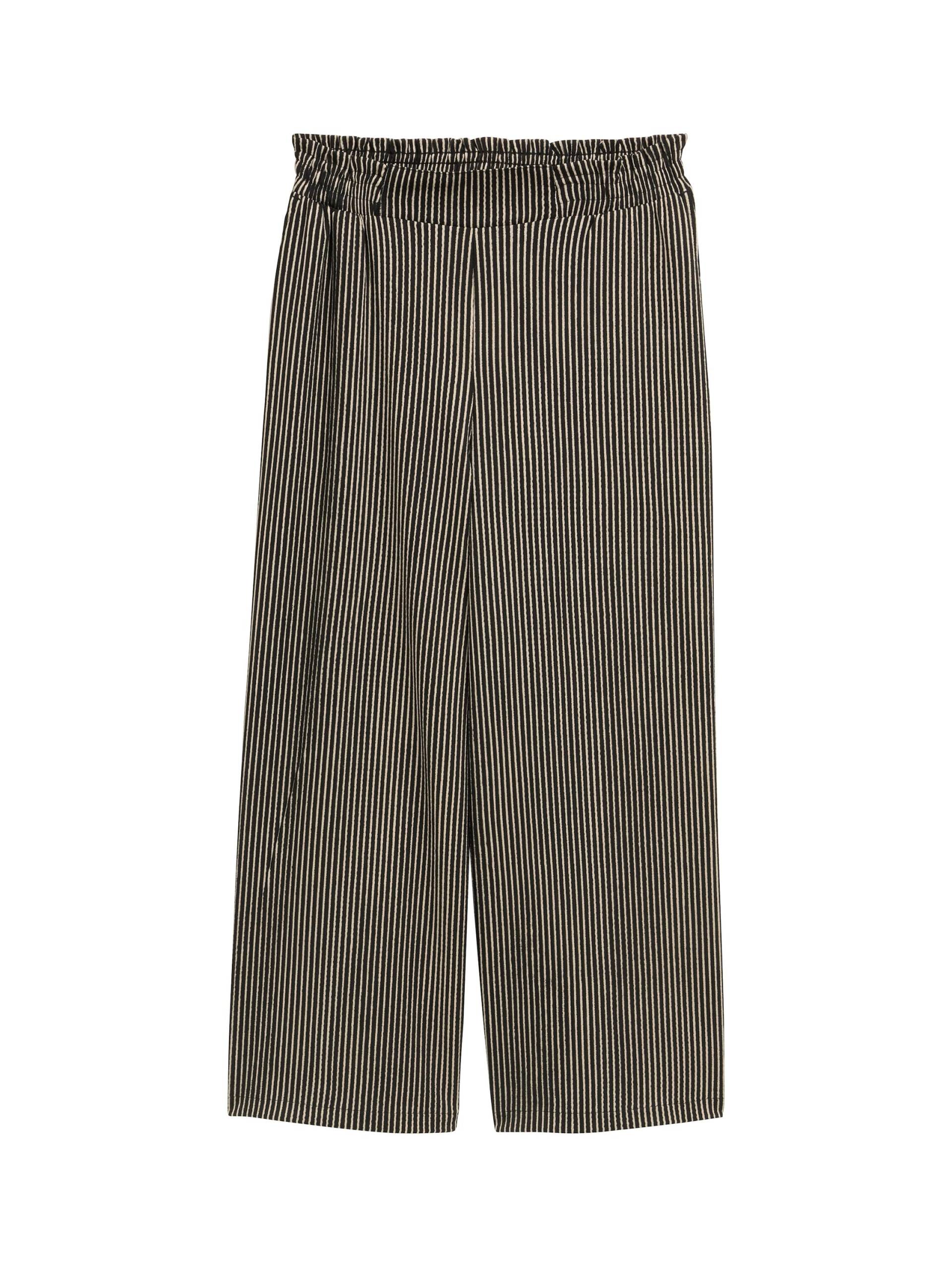 Denim Tom Tailor - High Waist Culotte Hose black beige stripe - Gr. - XS von Denim Tom Tailor