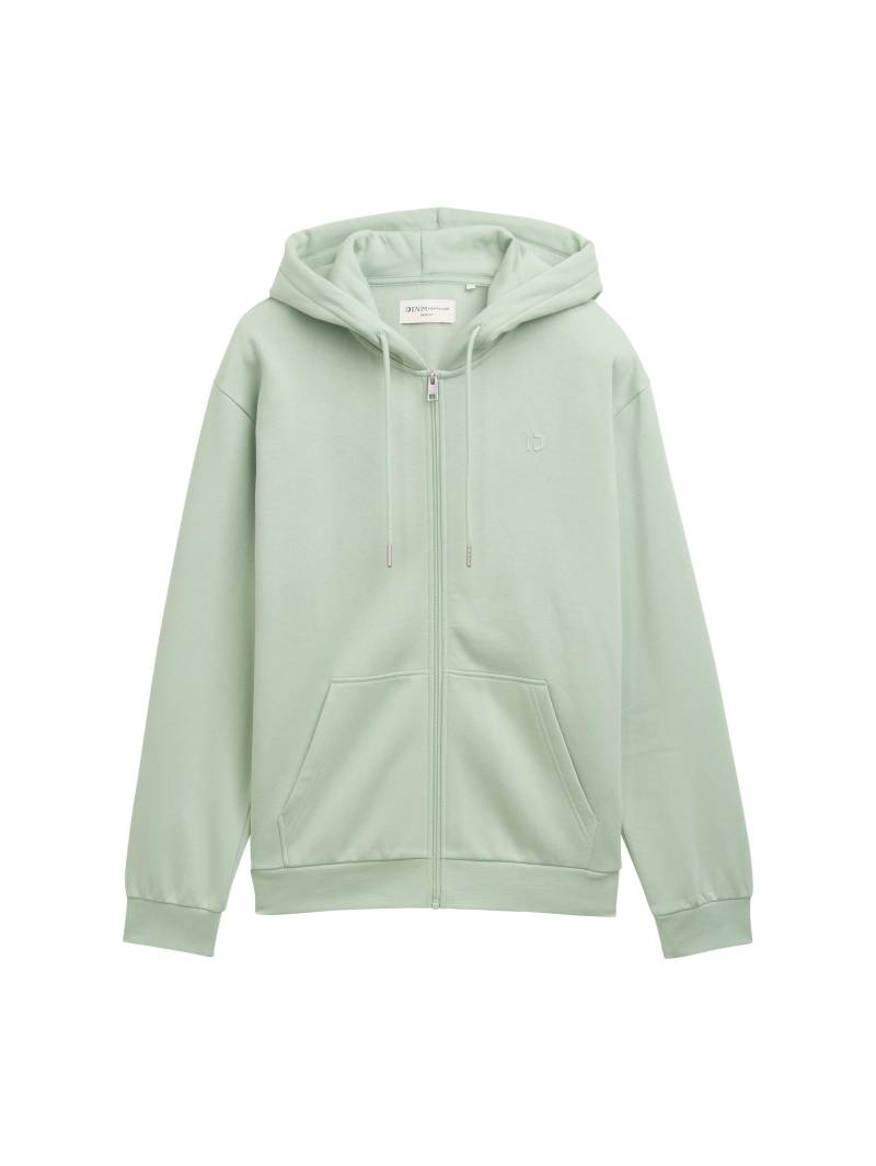 Denim Tom Tailor - Hoodie Sweatjacke mit Logo-Print fresh mint green - Gr. - S von Denim Tom Tailor