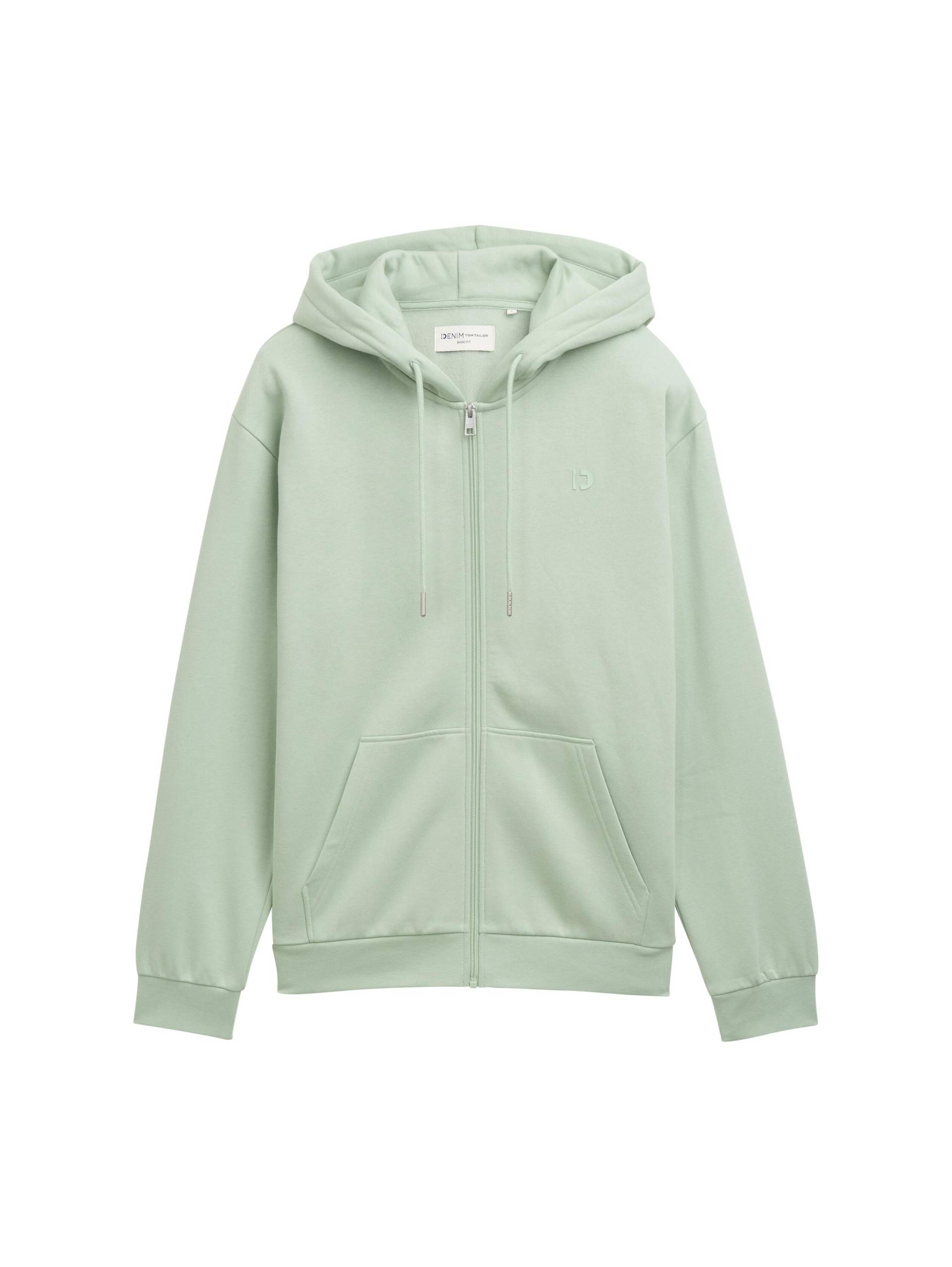 Denim Tom Tailor - Hoodie Sweatjacke mit Logo-Print fresh mint green - Gr. - XXL von Denim Tom Tailor