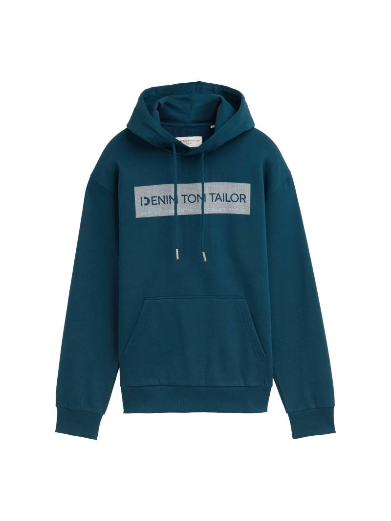 Denim Tom Tailor - Hoodie Sweatshirt mit Print deep pond green - Gr. - L von Denim Tom Tailor