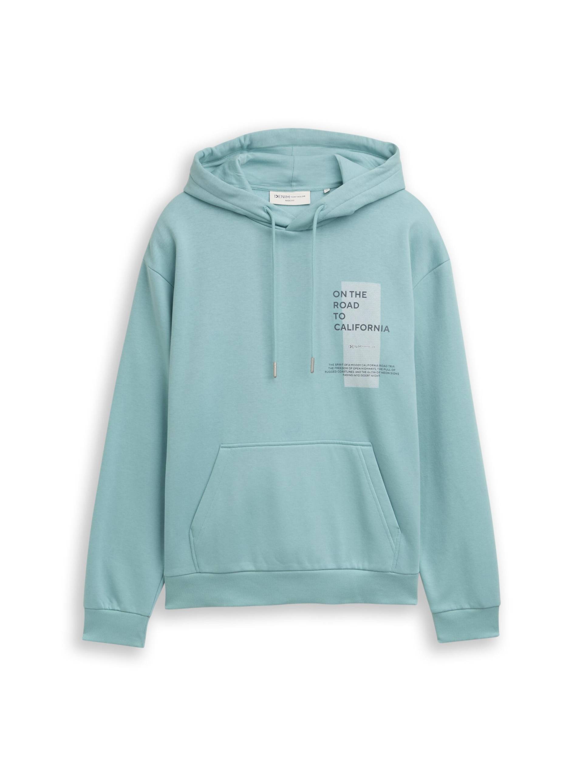 Denim Tom Tailor - Hoodie Sweatshirt mit Print dusty horizon mint - Gr. - XXL von Denim Tom Tailor