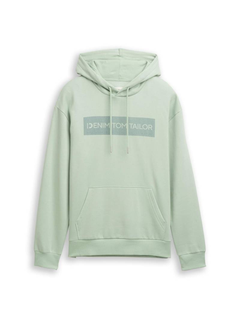 Denim Tom Tailor - Hoodie Sweatshirt mit Print fresh mint green - Gr. - M von Denim Tom Tailor