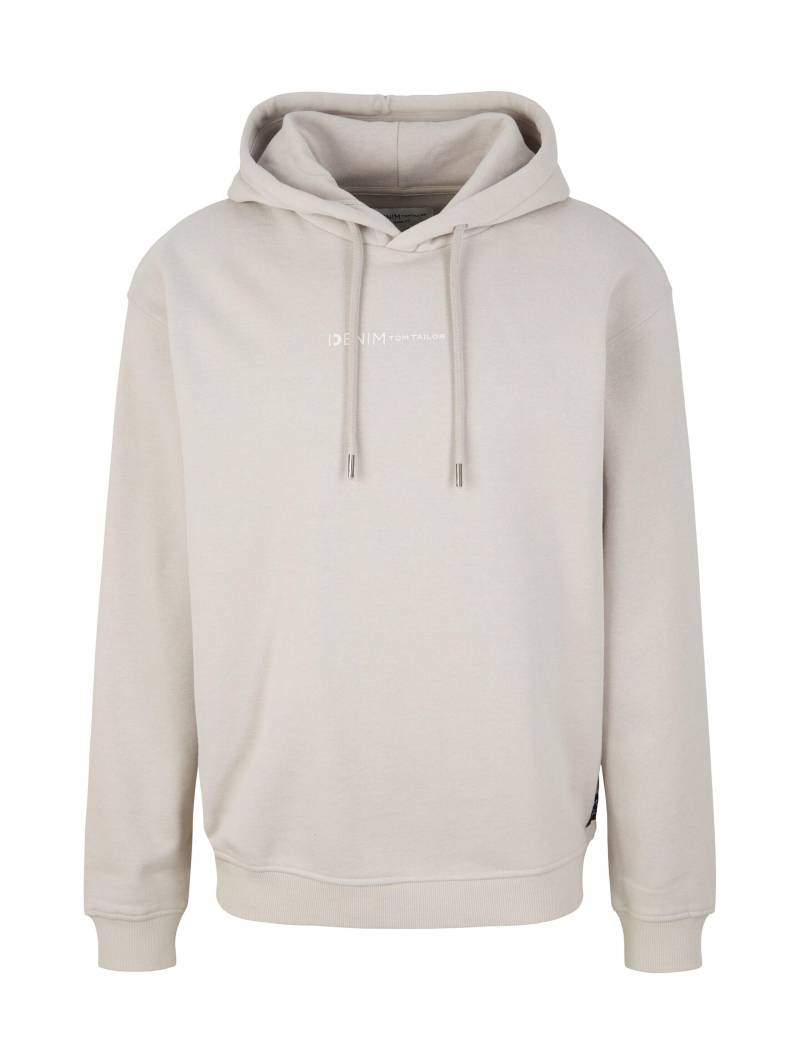 Denim Tom Tailor - Hoodie mit Bio-Baumwolle light dove grey - Gr. - L von Denim Tom Tailor