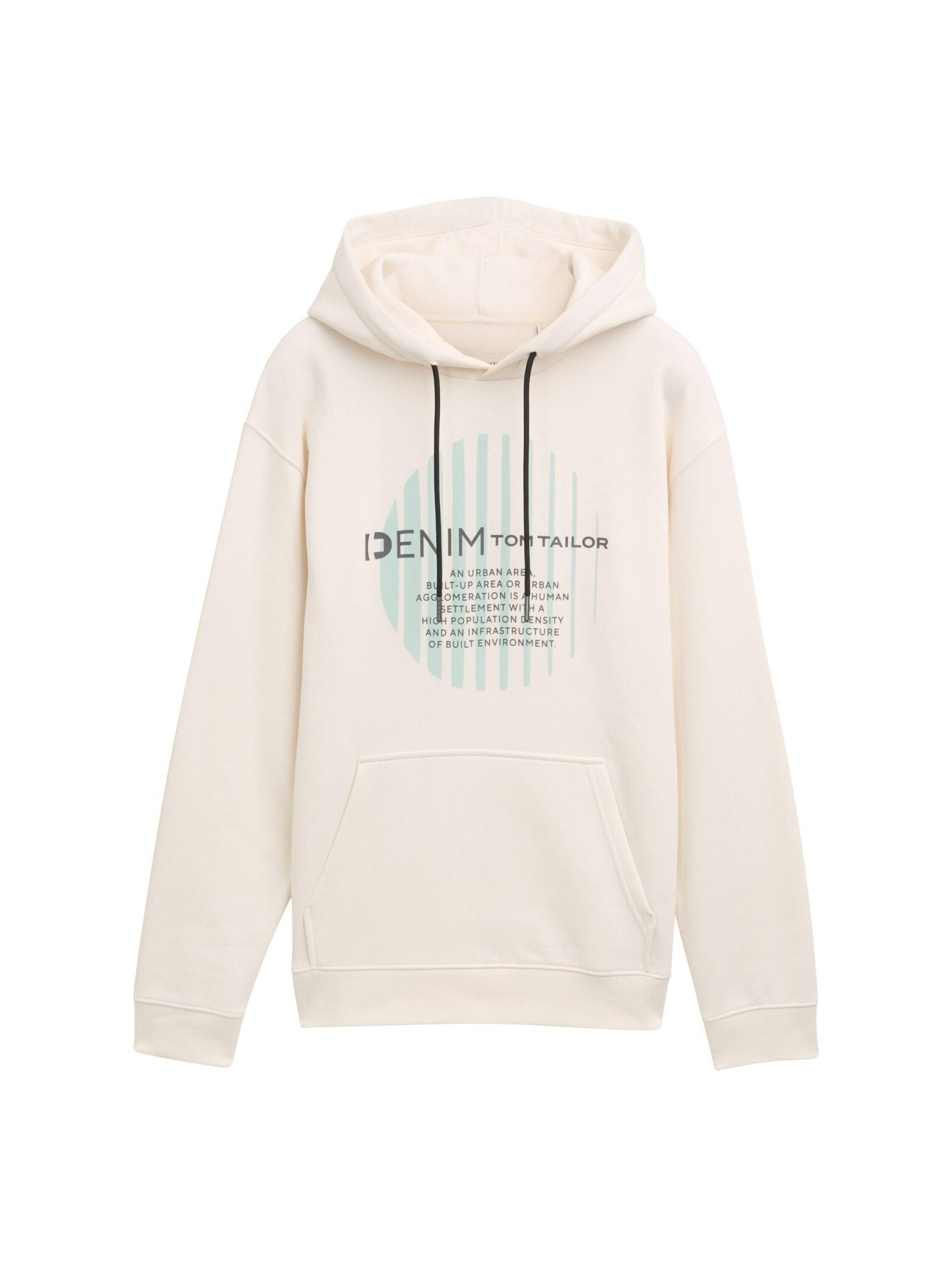 Denim Tom Tailor - Hoodie mit Logo Print wool white - Gr. - M von Denim Tom Tailor