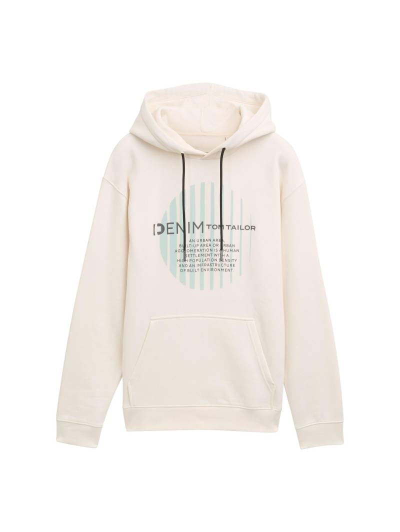 Denim Tom Tailor - Hoodie mit Logo Print wool white - Gr. - M von Denim Tom Tailor