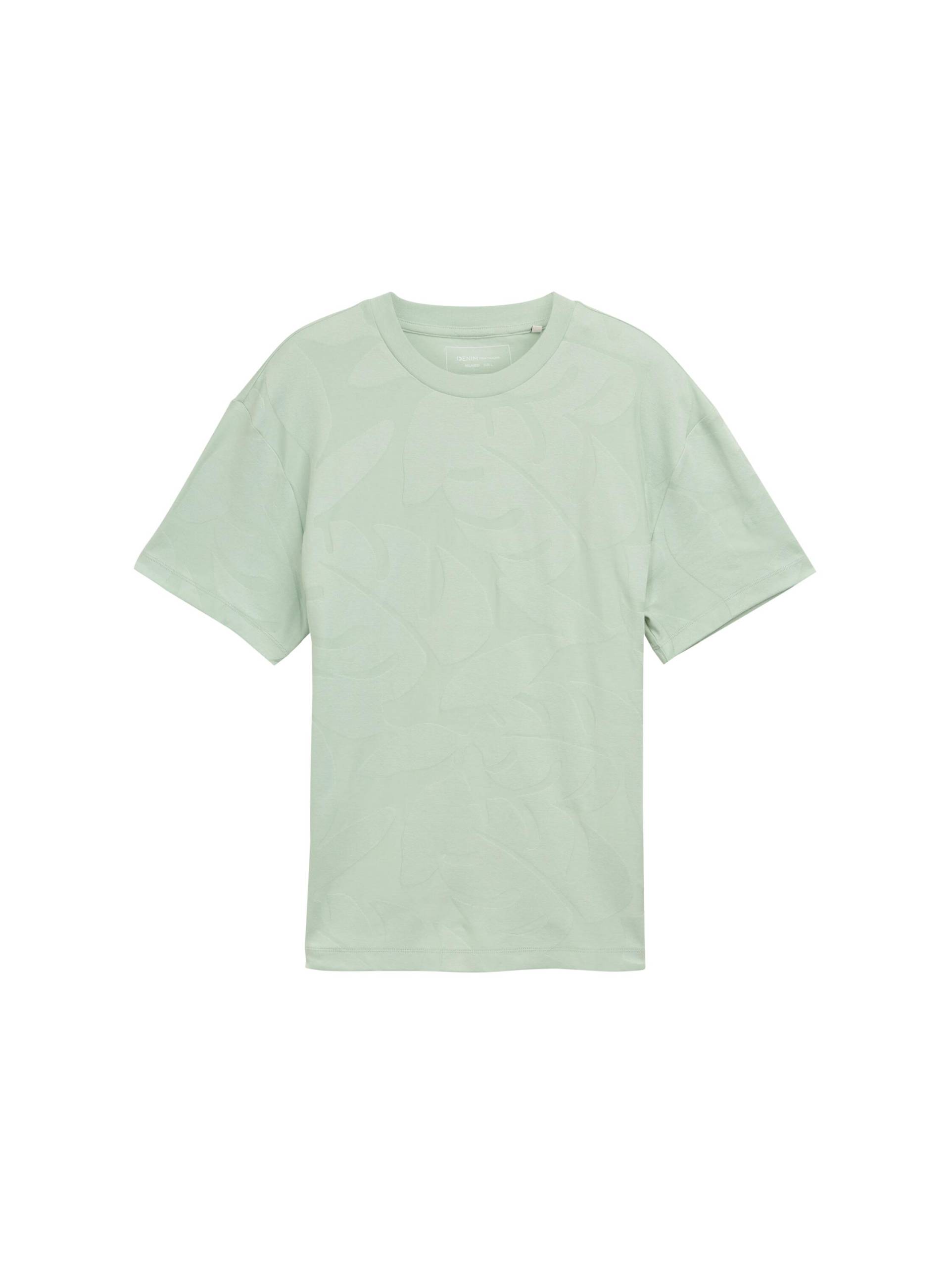 Denim Tom Tailor - Jacquard T-Shirt mit Muster fresh mint green jacquard - Gr. - S von Denim Tom Tailor