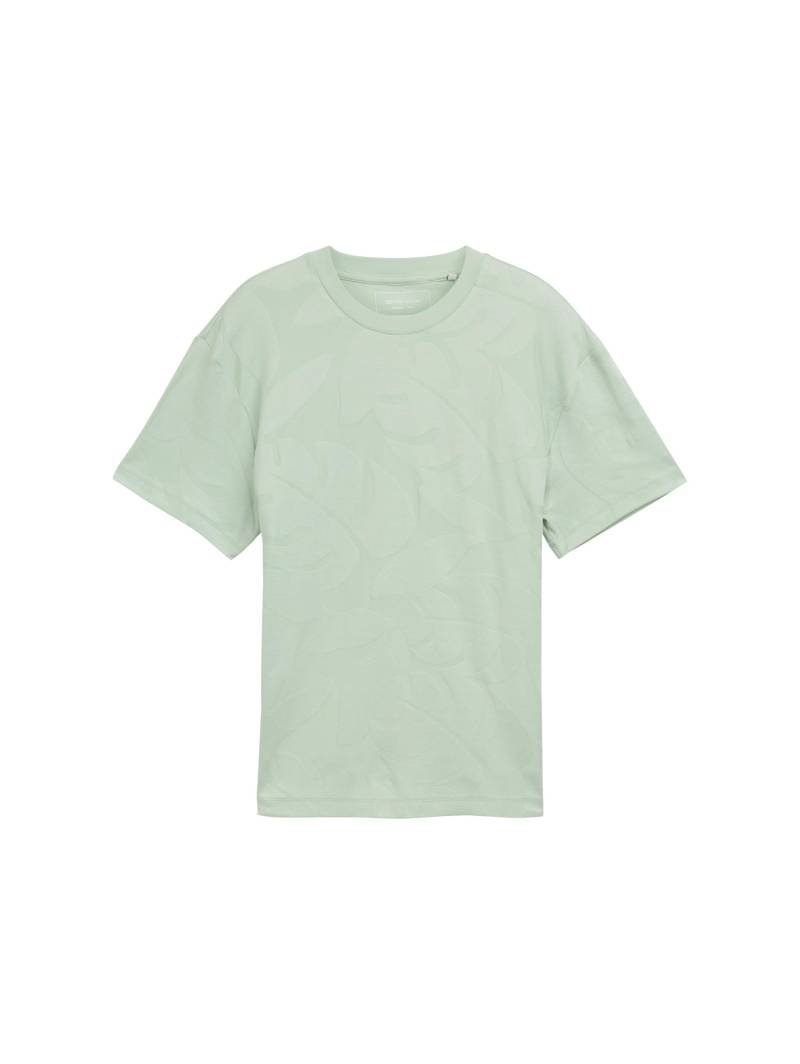 Denim Tom Tailor - Jacquard T-Shirt mit Muster fresh mint green jacquard - Gr. - S von Denim Tom Tailor