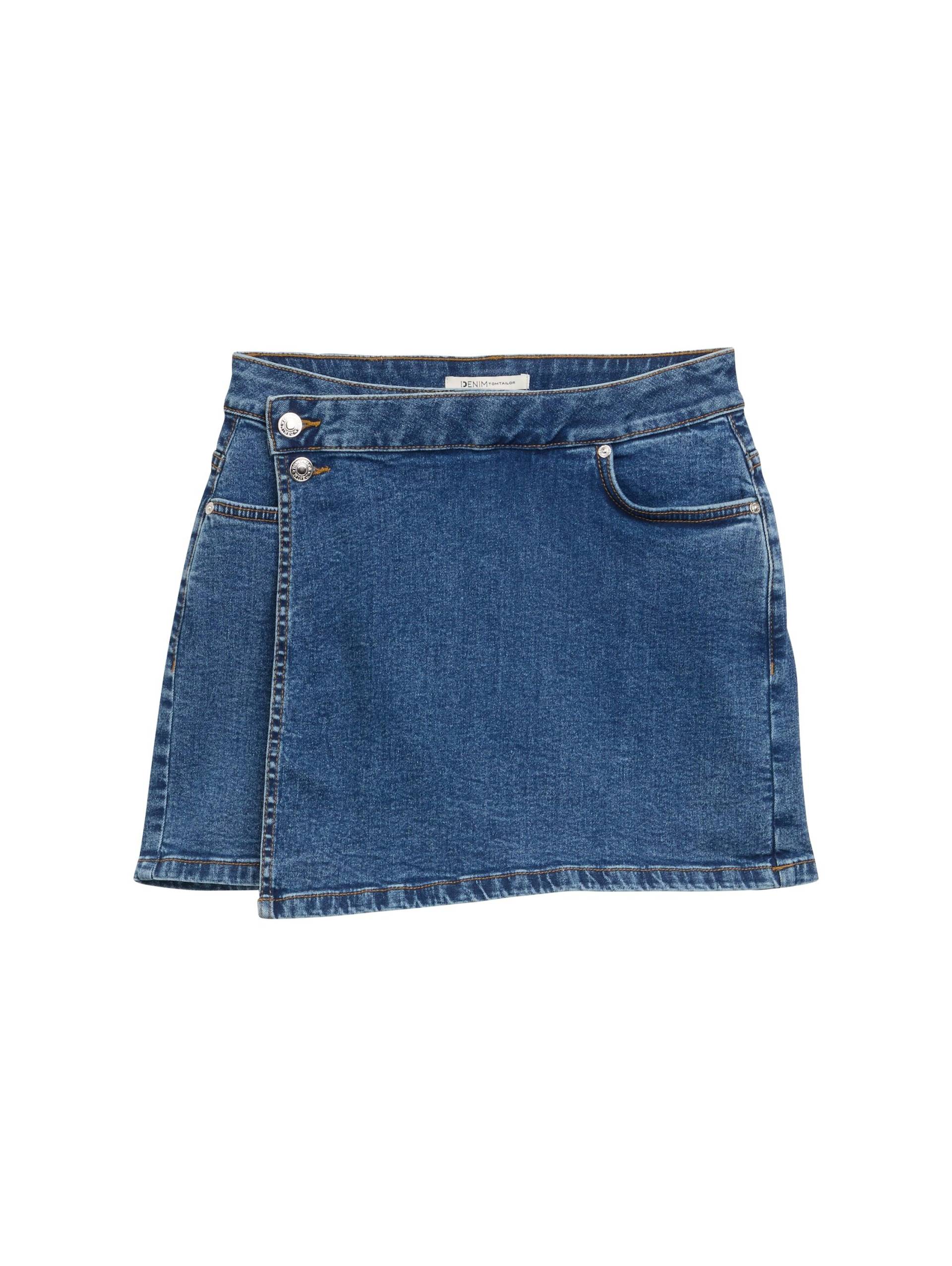 Denim Tom Tailor - Jeans Skorts in Wickel-Optik used mid stone blue denim - Gr. - S von Denim Tom Tailor