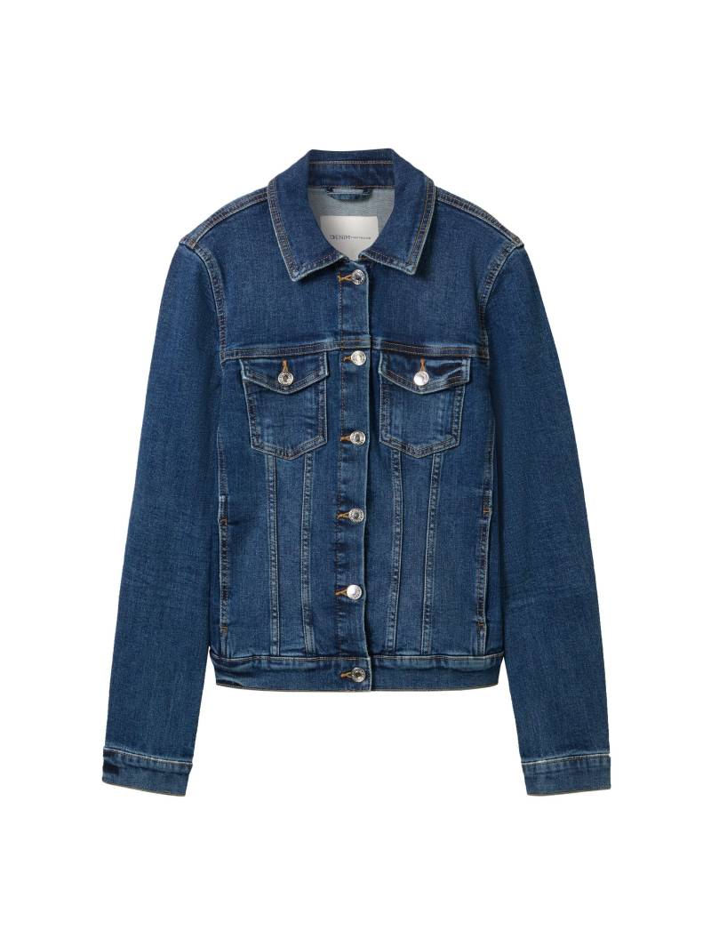 Denim Tom Tailor - Jeansjacke mit Bio-Baumwolle used mid stone blue denim - Gr. - M von Denim Tom Tailor
