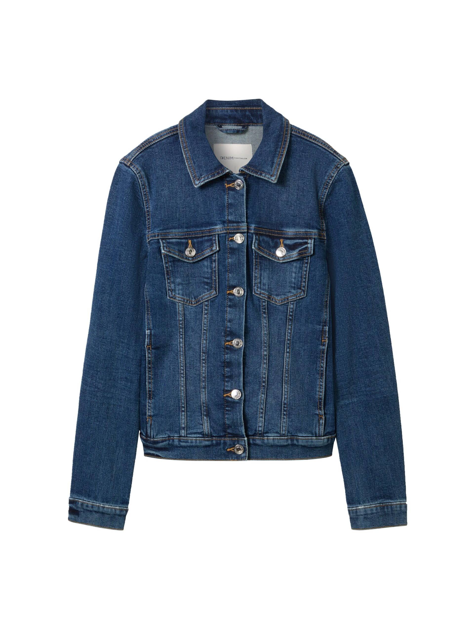 Denim Tom Tailor - Jeansjacke mit Bio-Baumwolle used mid stone blue denim - Gr. - S von Denim Tom Tailor
