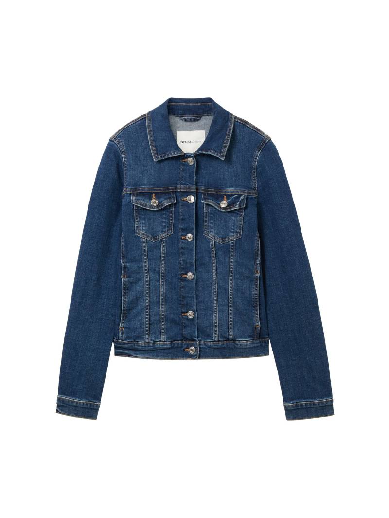 Denim Tom Tailor - Jeansjacke mit Bio-Baumwolle used mid stone blue denim - Gr. - XS von Denim Tom Tailor