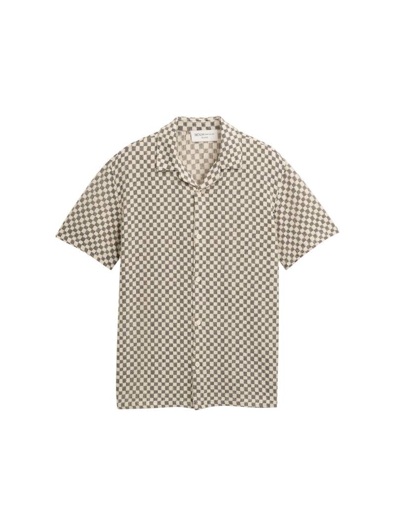 Denim Tom Tailor - Kurzarmhemd mit Muster black white check design - Gr. - S von Denim Tom Tailor