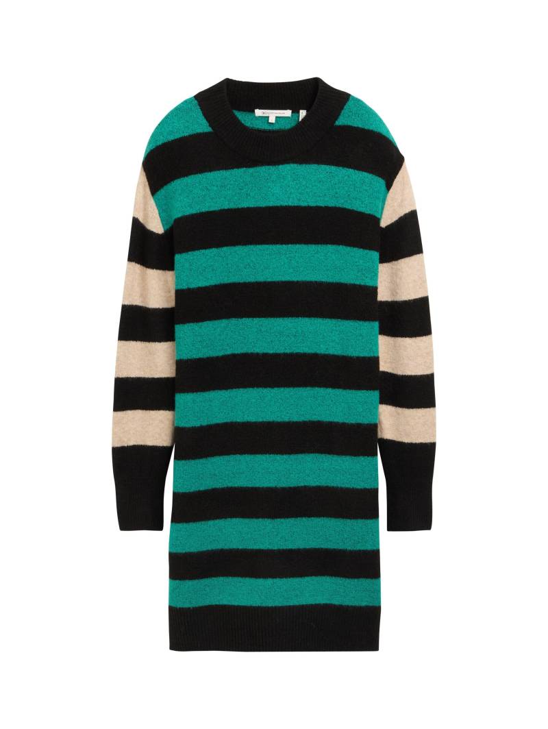 Denim Tom Tailor - Kurzes Strickkleid green black stripe - Gr. - L von Denim Tom Tailor